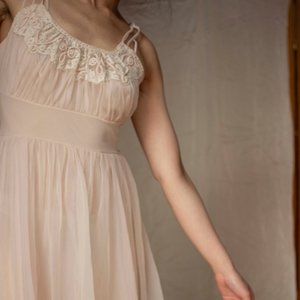 Vintage Pink Sheer Virgin Romantic Night Dress